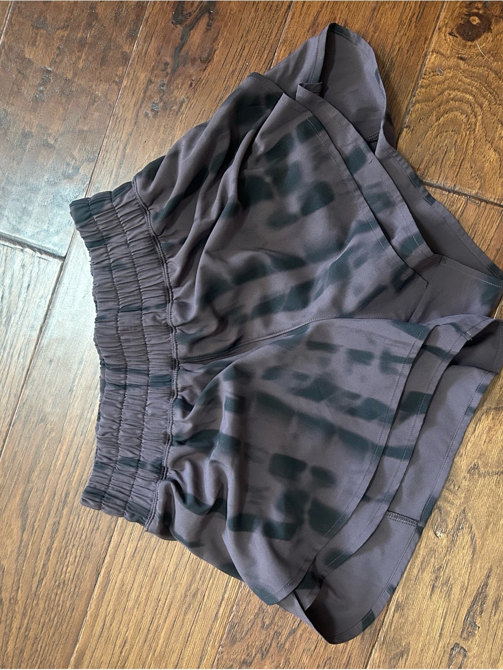 Valiant Athletic Tie-Dye Style Running Shorts in Charcoal and Black